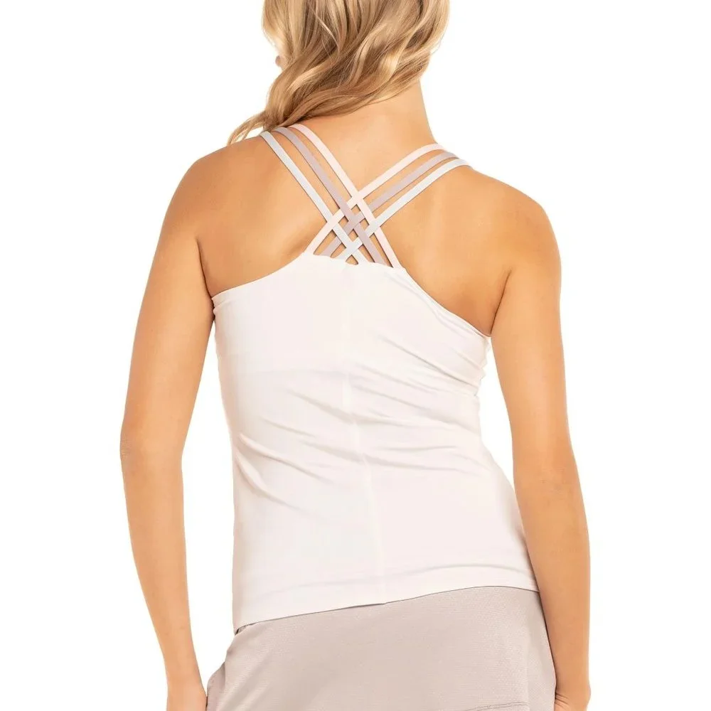 NWT Lucky In Love Women's Double Cross Cami With Bra - Picture 2 of 3